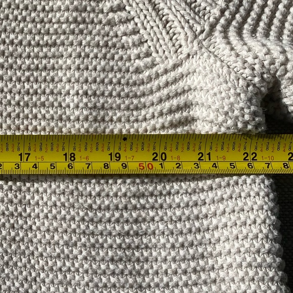 Lands' End Cream Cotton Chunky Thick Knit Crop Sweater-Sz-1X - Picture 14 of 15